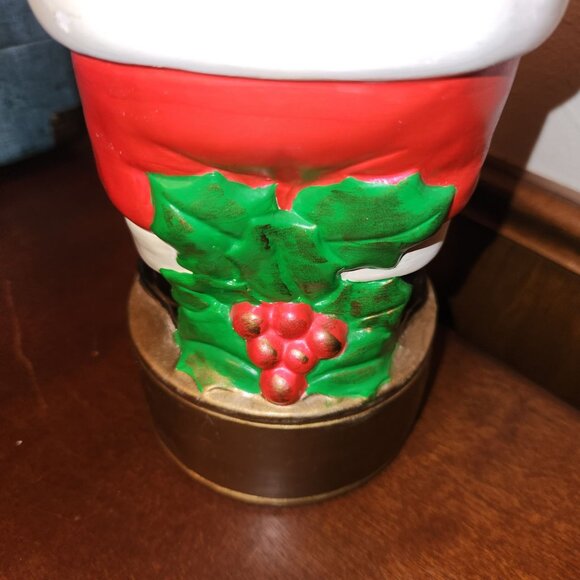 70s MCM Santa Claus Art Pottery Booze Decanter With Removable Hat Lid 11" H x 4" - Picture 7 of 11